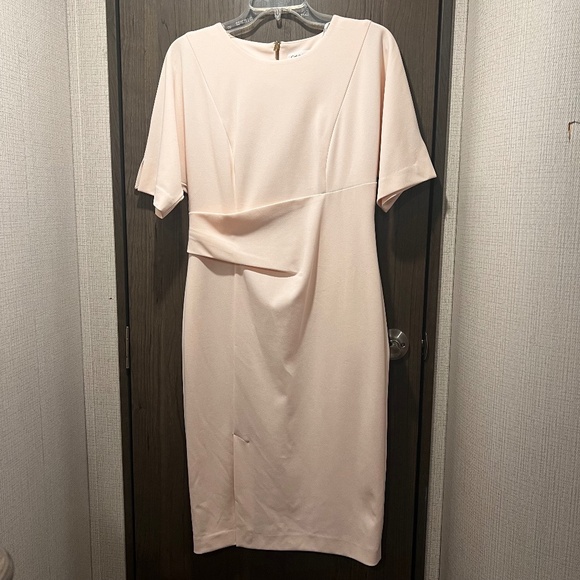 Calvin Klein Blush Pink Short Sleeve Sheath Dress Size 6 - Picture 1 of 5